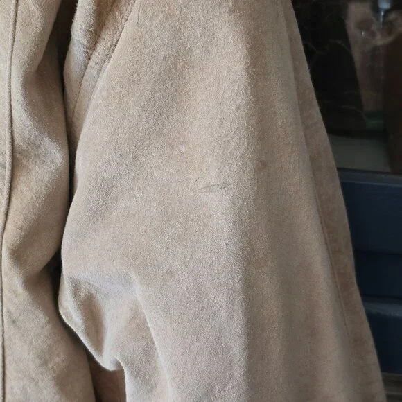 VTG Weathervane Women Suede Leather Coat Med Hood Fleece Lining Western Cowgirl - Picture 7 of 12